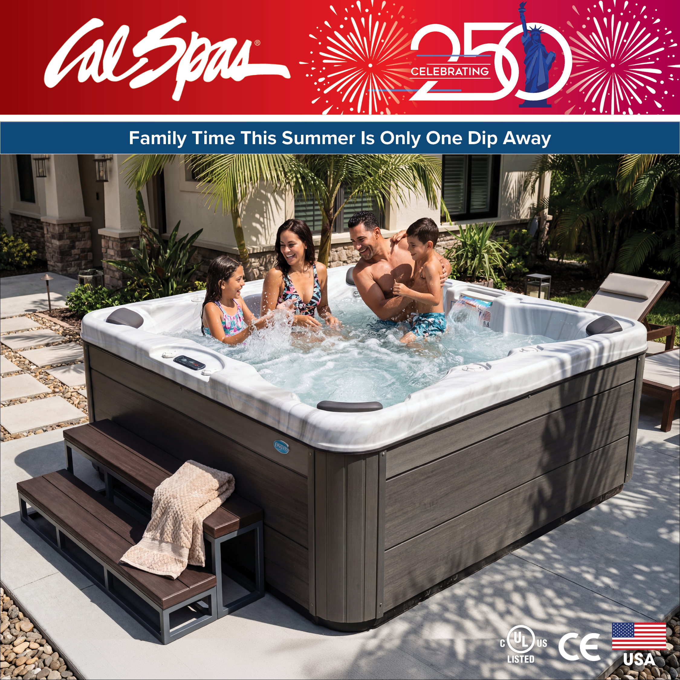 Calspas hot tub being used in a family setting - Miami Gardens